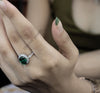 Green Gemstone Halo Engagement Ring - Cheriva Jewels