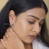 Round Cut Diamond Hoop Earrings In Silver - Cheriva Jewels