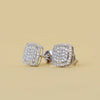18K White Gold Round Diamond Square Stud Earrings - Cheriva Jewels