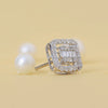 Baguette Cut Lab Diamond Halo Stud Earring - Cheriva Jewels
