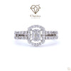 Baguette Cut Lab Diamond Halo Engagement Ring - Cheriva Jewels