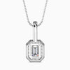 Diamond pendant on a chain on a white background