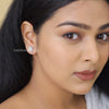 18K White Gold Round Diamond Square Stud Earrings - Cheriva Jewels