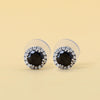 Round Cut Black Diamond Halo Stud Earring
