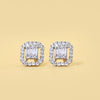 Baguette and Round Diamond Halo Stud Earrings