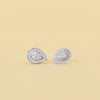 Round Cut Halo Stud Earring in Pear Shape