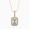 Diamond pendant necklace on a white background
