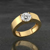wide band solitaire ring with portuguese diamond.
