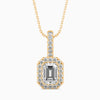 Diamond pendant necklace on a white background